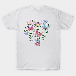 Sweet, colorful butterflies on a blue background. Great for home decor or clothing. T-Shirt